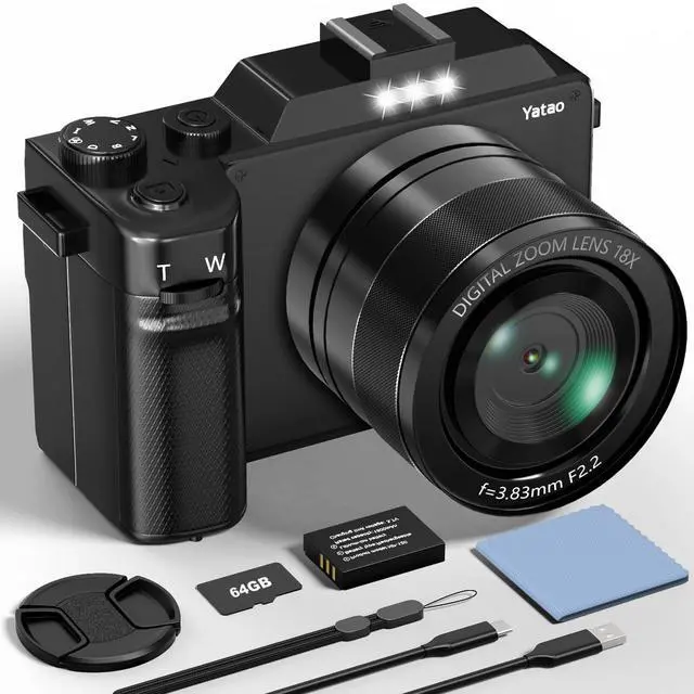 Main image of Digital Camera with WiFi, 64MP Photography and 4K 5K Vlogging Camera Kit for YouTube, Front and Rear Dual Camera for Convenient Selfie, Equipped with 64GB Micro Card
