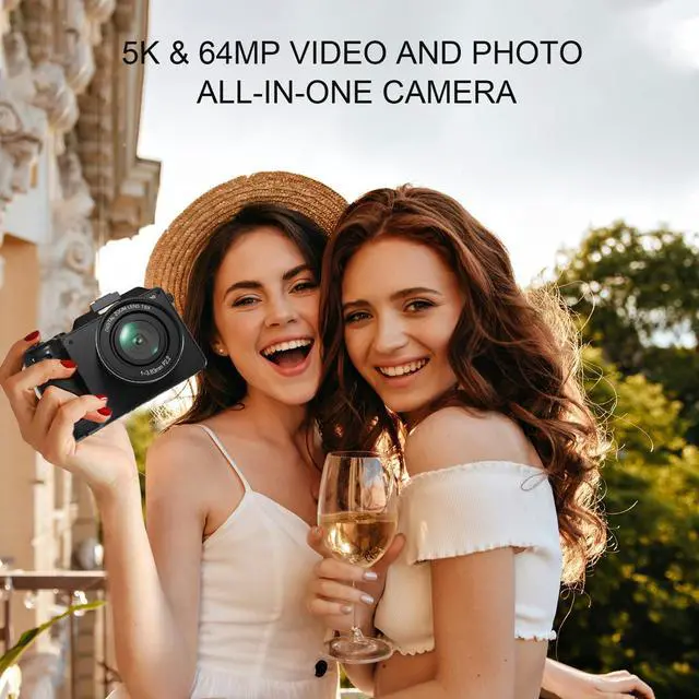 Alt view image 2 of 7 - Digital Camera with WiFi, 64MP Photography and 4K 5K Vlogging Camera Kit for YouTube, Front and Rear Dual Camera for Convenient Selfie, Equipped with 64GB Micro Card