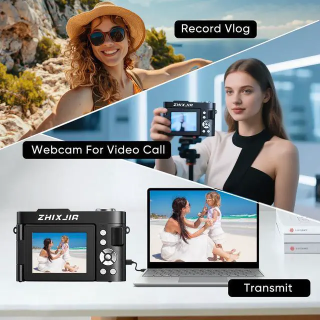 Alt view image 6 of 7 - 4K Digital Camera for Photography- 50MP Autofocus Vlogging Camera with 2.8" 180°Flip Screen, 18X Digital Zoom- Compact Point and Shoot Camera with 32GB TF for YouTube, Travel, Beginners, Black