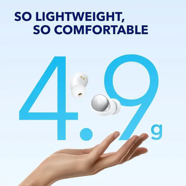 Alt view image 6 of 7 - by Anker Space A40 Auto-Adjustable Active Noise Cancelling Wireless Earbuds, Reduce Noise by Up to 98%, 50H Playtime, Comfortable Fit, App Customization, Wireless Charge (White)