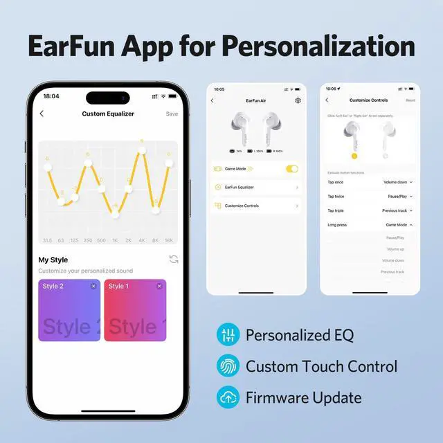 Alt view image 3 of 6 - Air True Wireless Earbuds, Bluetooth Earbuds with 4 Mics, Sweatshield IPX7 Waterproof with Volume Control, USB-C Fast Charge, in-Ear Headphones with Wireless Charging, Deep Bass, 35Hrs, White