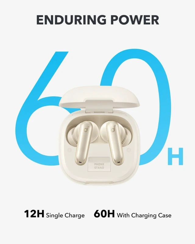 Alt view image 4 of 7 - P40i by Anker Noise Cancelling Earbuds with Adaptive ANC Heavy Bass, 60H Playtime, 2-in-1 Case and Phone Stand, IPX5, Wireless Charging, Bluetooth 5.3