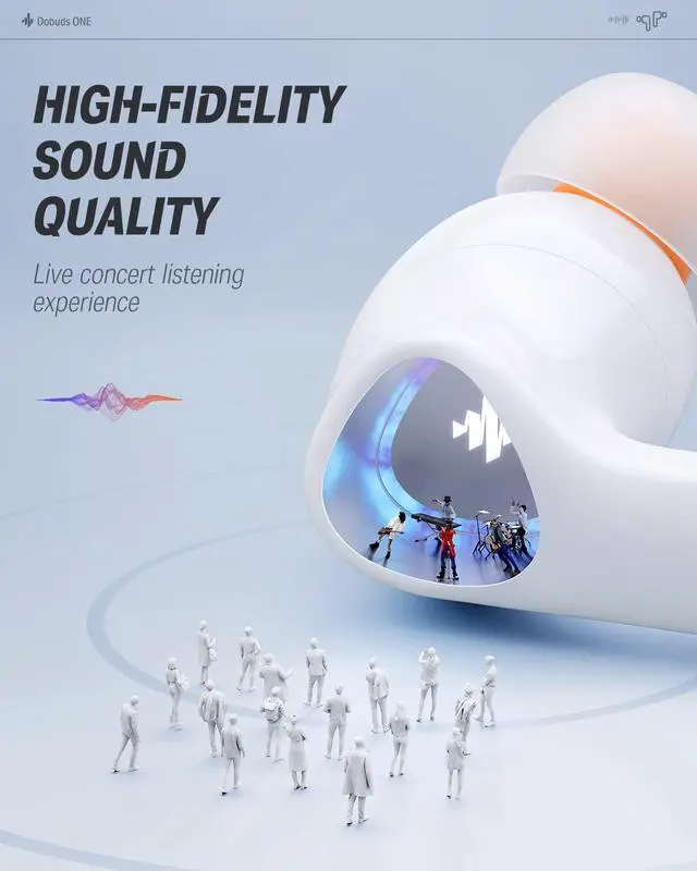 Alt view image 2 of 7 - Wireless Earbuds Noise Cancelling, Bluetooth 5.2 Earphones with 5 x EarTips, 4 Mic Clear Calls, 12mm Drivers, App for Custom EQ, 32H Playtime, Fast Charging, Transparency - Dobuds ONE,White