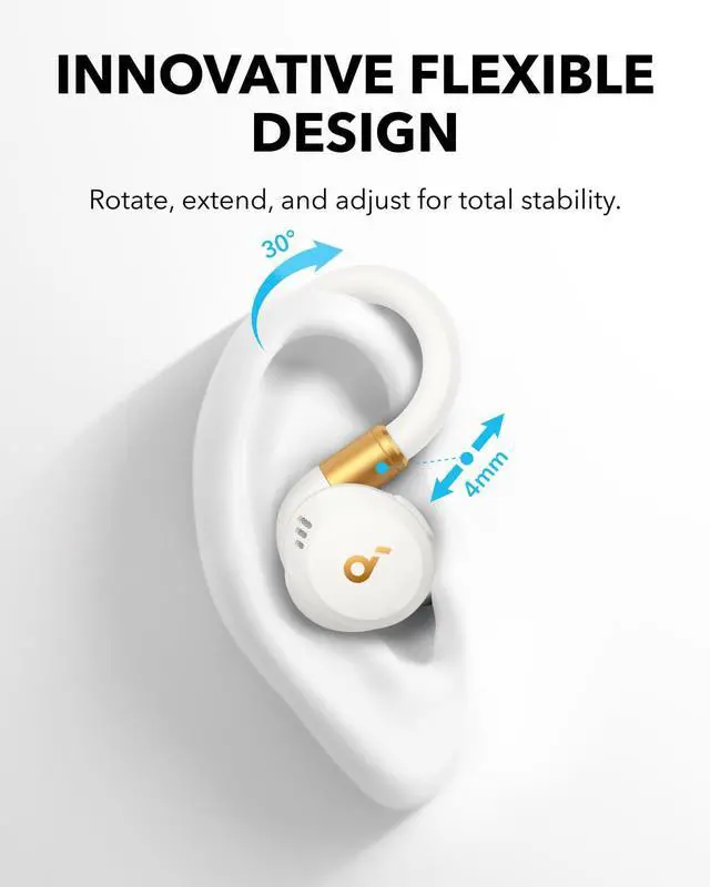 Alt view image 2 of 6 - Sport X20 by Anker, True-Wireless Workout Earbuds, Rotatable and Extendable Ear Hooks, Noise Cancelling, Deep Bass, IP68 Waterproof, Sweatproof, Dustproof, 48H Play, Sport Earbuds for Gym