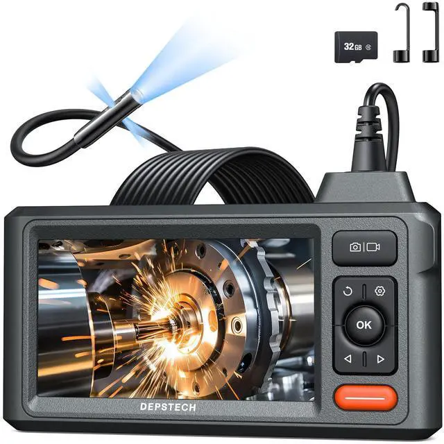 Main image of Inspection Endoscope Camera with Lights: 1080P Triple Lens Snake Camera with 5" Screen and 16.5FT Flexible Cable, Waterproof Industrial Borescope Tool for Auto, Wall, Sewer, Pipe, Mechanics