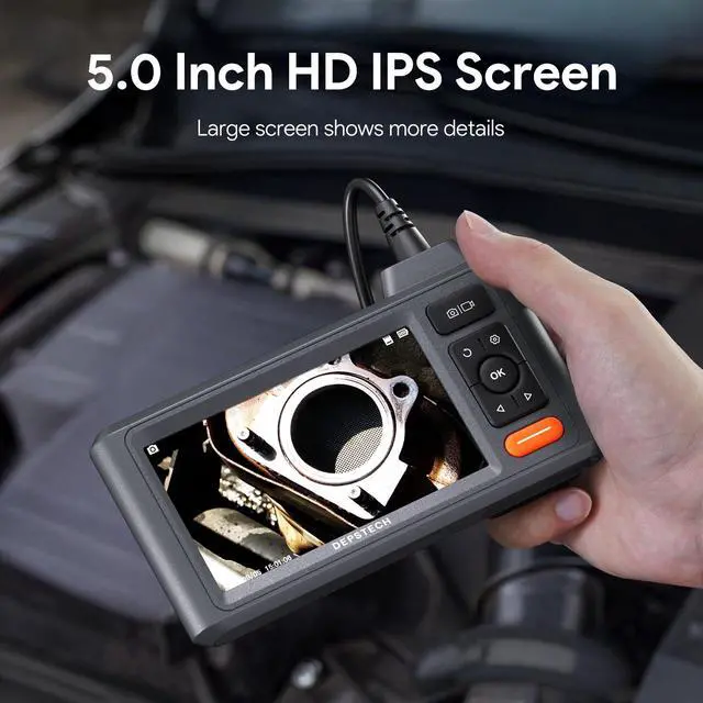 Alt view image 3 of 7 - Inspection Endoscope Camera with Lights: 1080P Triple Lens Snake Camera with 5" Screen and 16.5FT Flexible Cable, Waterproof Industrial Borescope Tool for Auto, Wall, Sewer, Pipe, Mechanics