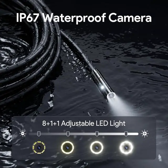 Alt view image 5 of 7 - Inspection Endoscope Camera with Lights: 1080P Triple Lens Snake Camera with 5" Screen and 16.5FT Flexible Cable, Waterproof Industrial Borescope Tool for Auto, Wall, Sewer, Pipe, Mechanics