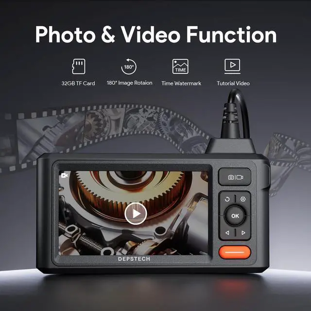 Alt view image 6 of 7 - Inspection Endoscope Camera with Lights: 1080P Triple Lens Snake Camera with 5" Screen and 16.5FT Flexible Cable, Waterproof Industrial Borescope Tool for Auto, Wall, Sewer, Pipe, Mechanics