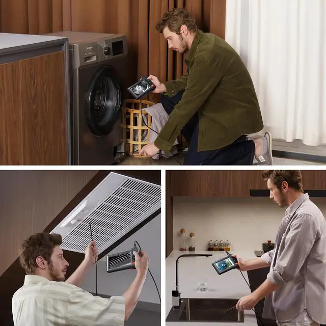 Alt view image 7 of 7 - Inspection Endoscope Camera with Lights: 1080P Triple Lens Snake Camera with 5" Screen and 16.5FT Flexible Cable, Waterproof Industrial Borescope Tool for Auto, Wall, Sewer, Pipe, Mechanics