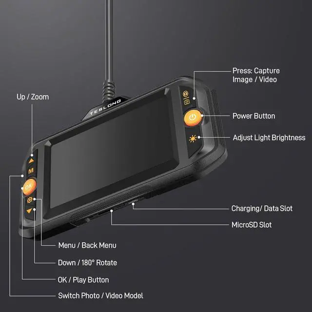 Alt view image 7 of 7 - Endoscope Borescope with Light, Snake Inspection Camera for Automotive Engine, Waterproof Fiber Optic Camera for Mechanics - Ideal for Wall, Vent, Wire Video Scope (16.5FT)
