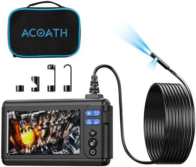 Main image of Borescope Endoscope Camera with Light, Dual-Lens 1080P HD Industrial Inspection Camera with 8 LED Lights, 16.5Ft Semi-Rigid Snake Cable, 5" IPS Screen, 32GB Card, IP67 Waterproof Sewer Tools