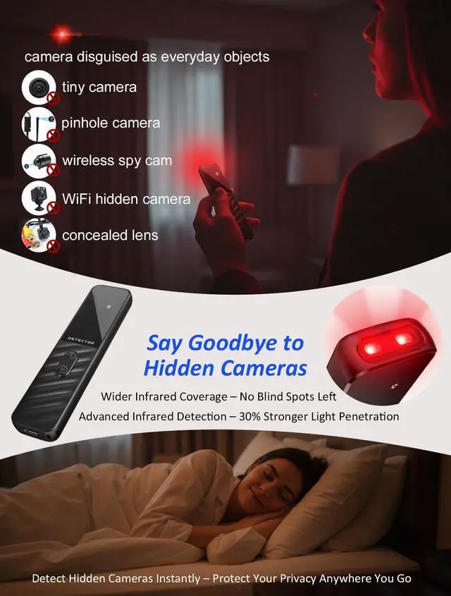 Alt view image 2 of 7 - Hidden Camera Detectors, Anti Spy Bug Camera Finder & GPS Tracker Detector, Anti-Theft Alarm, 6-Level Sensitivity, 168H Battery, Privacy Pen Hidden Device Detector for Travel, Hotel, Home, Car, Office