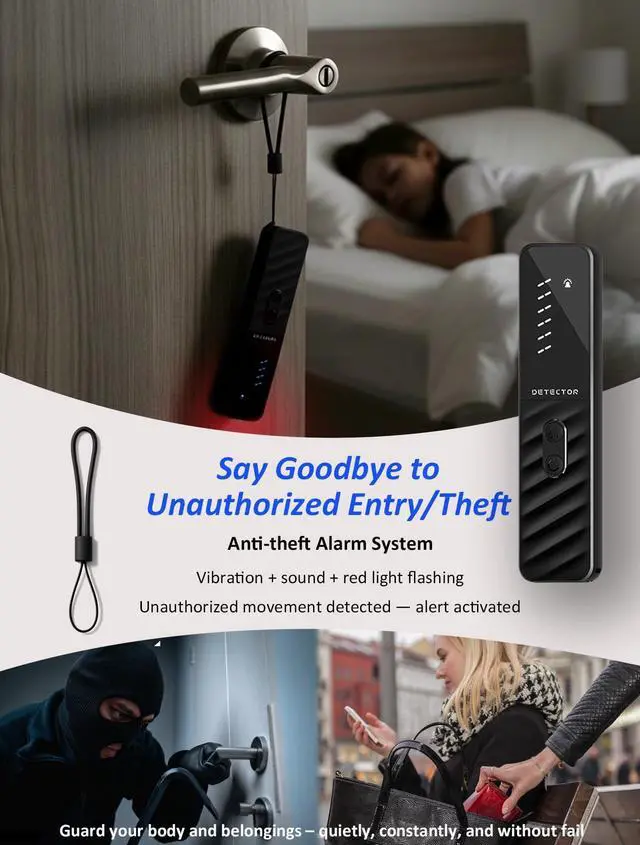 Alt view image 4 of 7 - Hidden Camera Detectors, Anti Spy Bug Camera Finder & GPS Tracker Detector, Anti-Theft Alarm, 6-Level Sensitivity, 168H Battery, Privacy Pen Hidden Device Detector for Travel, Hotel, Home, Car, Office