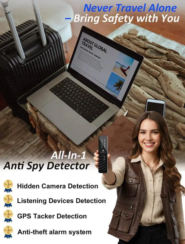 Alt view image 5 of 7 - Hidden Camera Detectors, Anti Spy Bug Camera Finder & GPS Tracker Detector, Anti-Theft Alarm, 6-Level Sensitivity, 168H Battery, Privacy Pen Hidden Device Detector for Travel, Hotel, Home, Car, Office