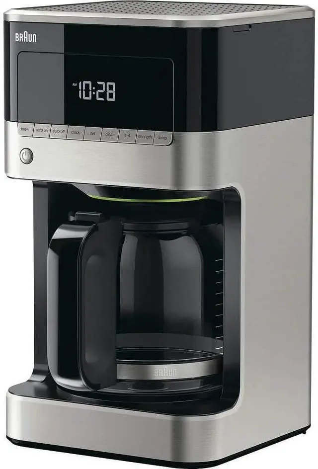 Main image of BrewSense 12 Cup Drip Coffee Maker - Pause & Pour Mid Brew, Coffee Machine with 24-Hour Timer & Clock, Bold & Regular Strength, 1-4 Cup Functions, Self Clean, Auto Shutoff, Stainless Steel