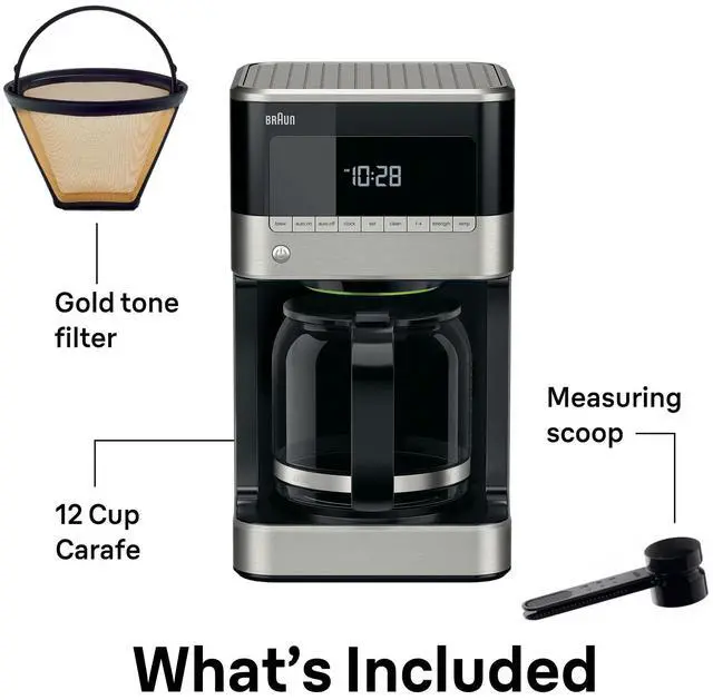Alt view image 5 of 5 - BrewSense 12 Cup Drip Coffee Maker - Pause & Pour Mid Brew, Coffee Machine with 24-Hour Timer & Clock, Bold & Regular Strength, 1-4 Cup Functions, Self Clean, Auto Shutoff, Stainless Steel