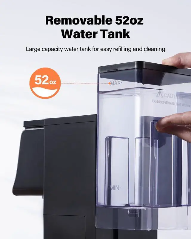 Alt view image 3 of 7 - Coffee Maker Hot & Iced With Bold Setting,Single Serve Coffee Maker For K Cup And Grounds,52 Oz Removable Water Tank,6-14 Oz Brew Sizes,One Cup Kcup Coffee Machine With Reusable Filter,(Black)