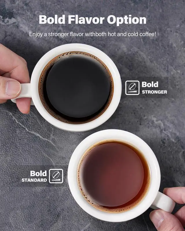 Alt view image 6 of 7 - Coffee Maker Hot & Iced With Bold Setting,Single Serve Coffee Maker For K Cup And Grounds,52 Oz Removable Water Tank,6-14 Oz Brew Sizes,One Cup Kcup Coffee Machine With Reusable Filter,(Black)