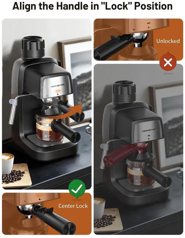 Alt view image 4 of 7 - 3.5Bar Espresso Machine with Milk Frother, 800W Compact Espresso and Cappuccino Machine with Preheating Function, 4 Cup Espresso Maker for Cappuccino or Latte, Gift for Coffee Lover