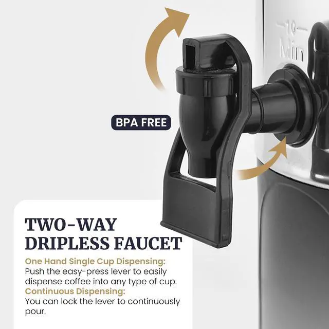 Alt view image 3 of 7 - CCM040 Stainless Steel 40 Cup Coffee Urn Removable Filter For Easy Cleanup, Two Way Dispenser with Cool-Touch Handles Electric Coffee Maker Urn, Stainless Steel