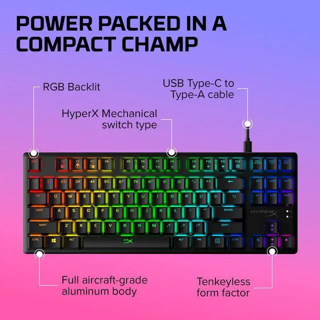 Alt view image 5 of 6 - Alloy Origins Core - Tenkeyless Mechanical Gaming Keyboard, Software Controlled Light & Macro Customization, Compact Form Factor, RGB LED Backlit, Tactile  Aqua Switch,Black