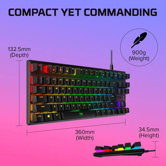 Alt view image 6 of 6 - Alloy Origins Core - Tenkeyless Mechanical Gaming Keyboard, Software Controlled Light & Macro Customization, Compact Form Factor, RGB LED Backlit, Tactile  Aqua Switch,Black