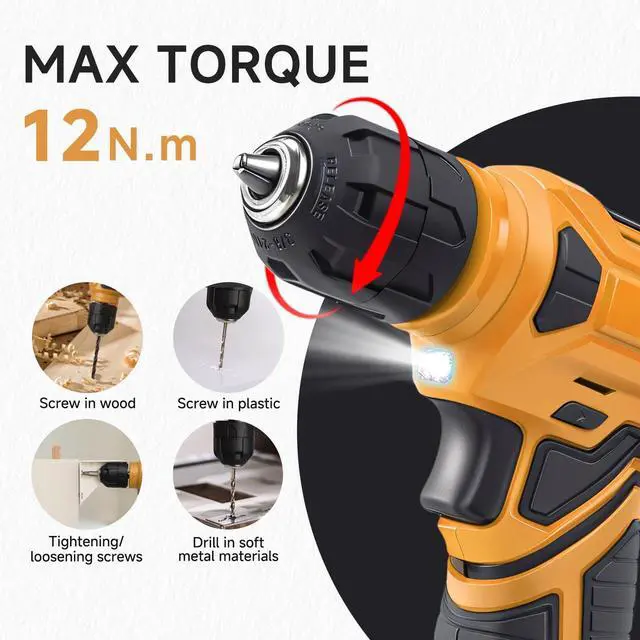 Alt view image 2 of 6 - Tool Set - Tool Kit with 8V Cordless Drill, 132 Piece Tool Box with Drill, Home Tool Kits for Men & Women, Hand Drill Set Perfect for Homeowner, Diyer, Handyman-Yellow