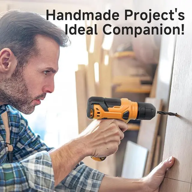 Alt view image 3 of 6 - Tool Set - Tool Kit with 8V Cordless Drill, 132 Piece Tool Box with Drill, Home Tool Kits for Men & Women, Hand Drill Set Perfect for Homeowner, Diyer, Handyman-Yellow