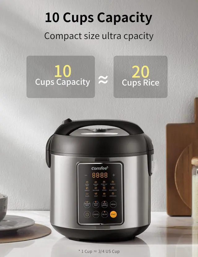 Alt view image 4 of 7 - Rice Cooker, 14-in-1 Stainless Steel Multi Cooker, Slow Cooker, Steamer, Sauté, and Warmer, 5.3 QT, 20 Cups Cooked (10 Cups Uncooked), Brown Rice, Quinoa and Oatmeal