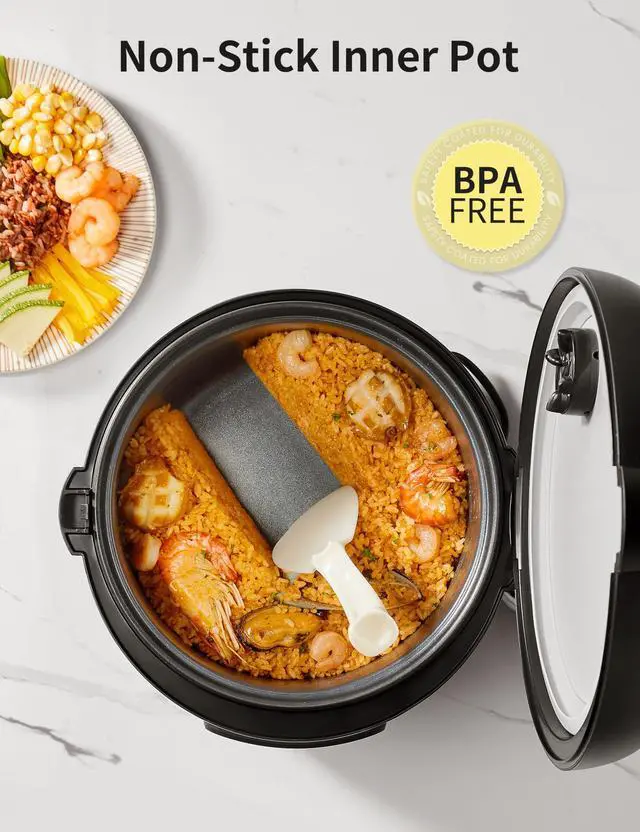 Alt view image 6 of 7 - Rice Cooker, 14-in-1 Stainless Steel Multi Cooker, Slow Cooker, Steamer, Sauté, and Warmer, 5.3 QT, 20 Cups Cooked (10 Cups Uncooked), Brown Rice, Quinoa and Oatmeal