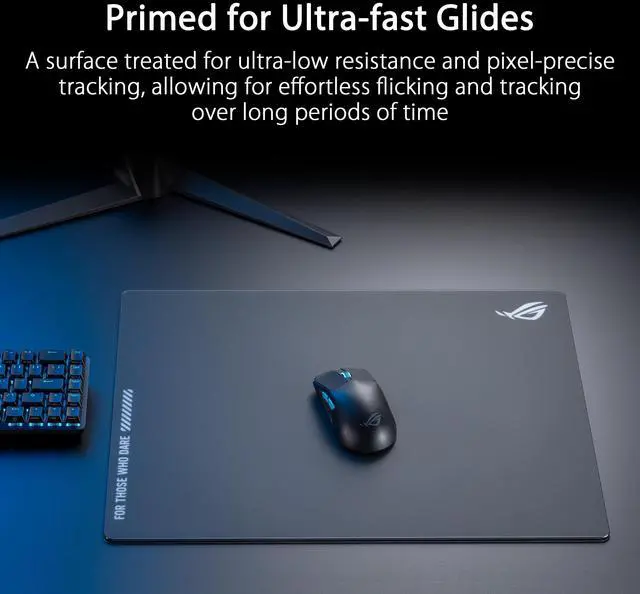 Alt view image 3 of 6 - ROG Moonstone Ace L Glass Gaming Mouse Pad 19.7 x 15.7, Ultra-Smooth Matte Tempered Glass for Quiet Ultrafast Glides, Impact/Scratch Resistant, Easy to Clean, Anti-Slip Silicone Base - Black