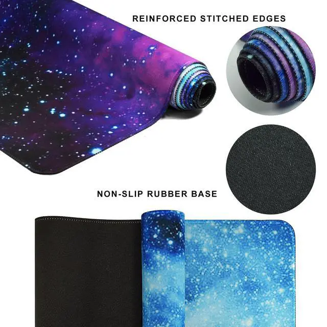 Alt view image 5 of 7 - 63 x 32 inches Gaming Mouse Pad, Extra Large XXL Full Desk Pad, Smooth Fabric & Non-Slip Rubber Mouse Mat, Extended Desk Mat for Gaming, Office and Working (Universe)