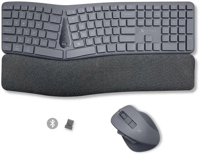 Main image of X9 Split Ergonomic Keyboard Mouse Wireless Combo - Type Comfortably Longer - 2.4G/Bluetooth Ergo Keyboard Mouse Wireless, Silent Keys, Wrist Rest, Multi-Device, Rechargeable for Laptop, PC, Mac - Gray