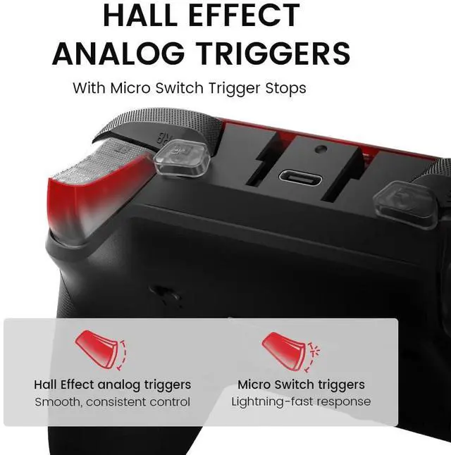 Alt view image 4 of 7 - G7 Pro Wired Controller for Xbox Series X|S, Xbox One, Wireless Gamepad for PC&Android with TMR Sticks, Hall Effect Analog Triggers, 1000Hz Polling Rate, 3.5mm Audio Jack - Black