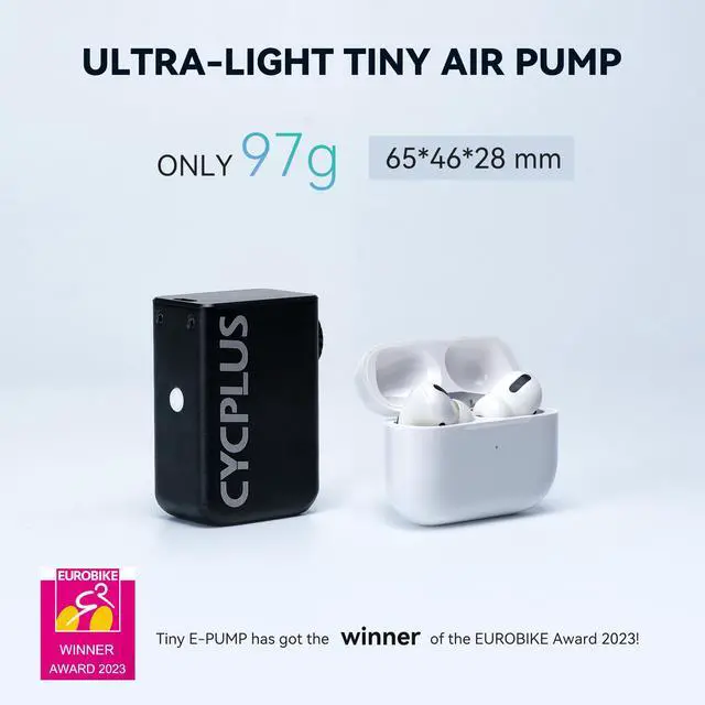 Alt view image 2 of 7 - AS2 Tiny Pump Bike Pump Portable Ultra-Mini 100PSI Electric Bicycle Pump Type-C Rechargeable Battery, No Pressure Display(Black)