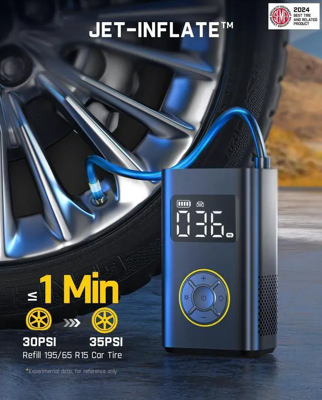 Alt view image 2 of 7 - X9 Pro Portable Tire Inflator for Compact Car, 1Min Fast Inflate