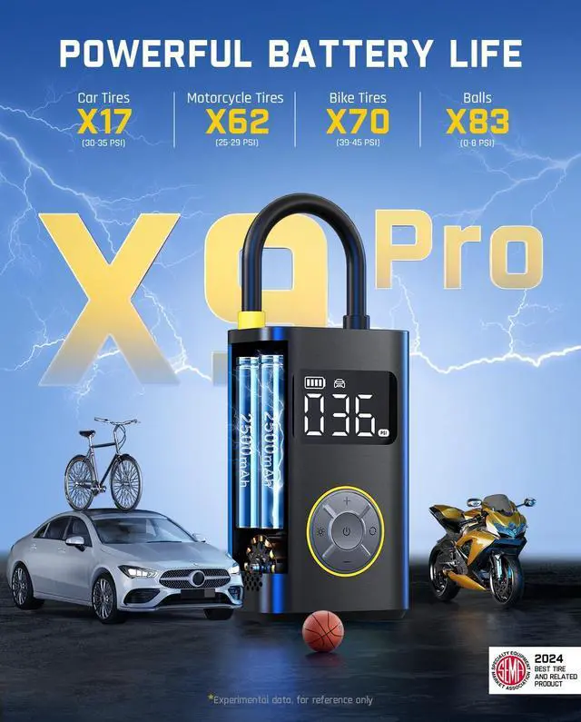 Alt view image 3 of 7 - X9 Pro Portable Tire Inflator for Compact Car, 1Min Fast Inflate