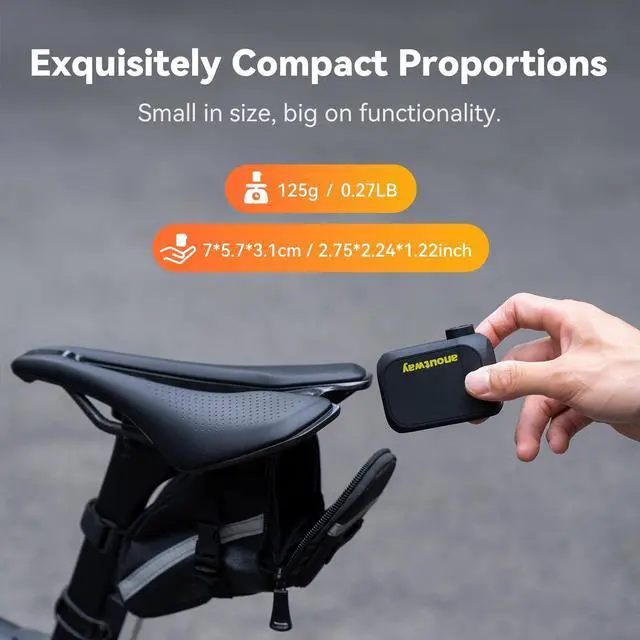 Alt view image 4 of 7 - Tiny Pump Bike Pump with Gauge Portable Ultra-Mini 120PSI Electric Bicycle Pump Type-C Rechargeable BatteryAuto Stop, with Presta and Schrader Valve AT1PRO