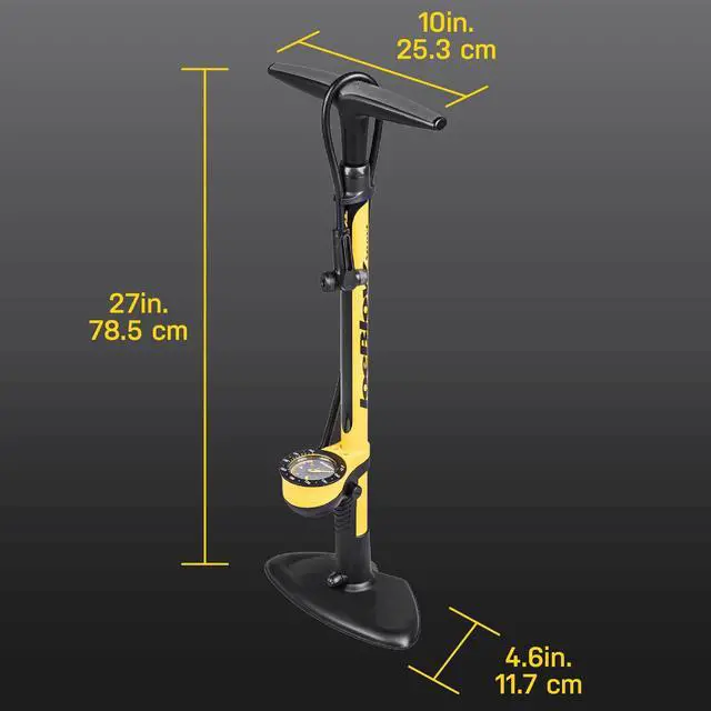 Alt view image 5 of 7 - JoeBlow Sport III High-Pressure Bike Floor Pump 160 PSI, Durable Steel Barrel, 3 Analog Gauge, TwinHead DX5 Pump Head, Long Hose, Ergonomic Handle, Fits Presta, Schrader, & Dunlop Valves