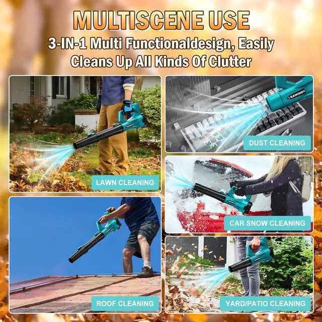 Alt view image 5 of 7 - Cordless Leaf Blower Up to 540 CFM & 6 Speed Modes, Electric Leaf Blower for Makita 18V Battery(Only Tool), Battery Powered Leaf Blowers, Lightweight Leaf Blowers for Lawn Care, Yard, Garage, Snow