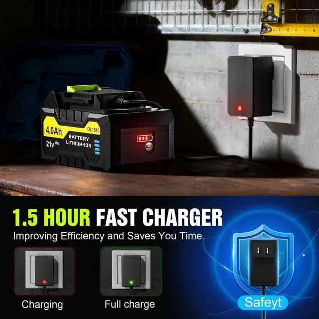 Alt view image 4 of 7 - Leaf Blower Cordless, 21V Powerful Electric Leaf Blower with 2 * 4.0Ah Batteries & Fast Charger, 2-Speed Power Settings, Battery Powered Blowers for Lawn Care, Yard, Lawn, Patio, Dust, Blows Leaves