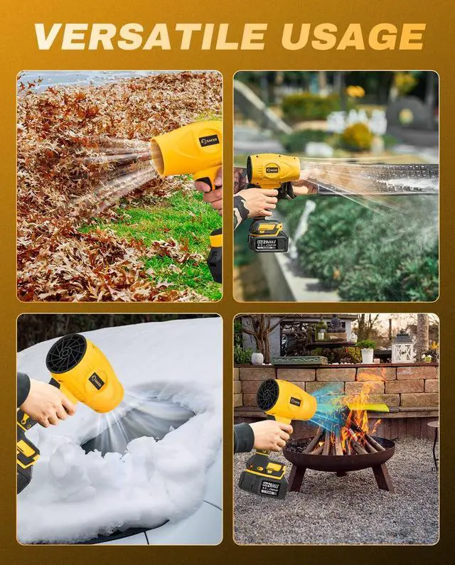 Alt view image 3 of 7 - Handheld Cordless Leaf Blower Portable Dust Cleaner 180000 RPM Compressed Air Duster with Adjustable Speed for Drying Patio Cleaning Camping 2 x 4.0Ah Battery Yellow