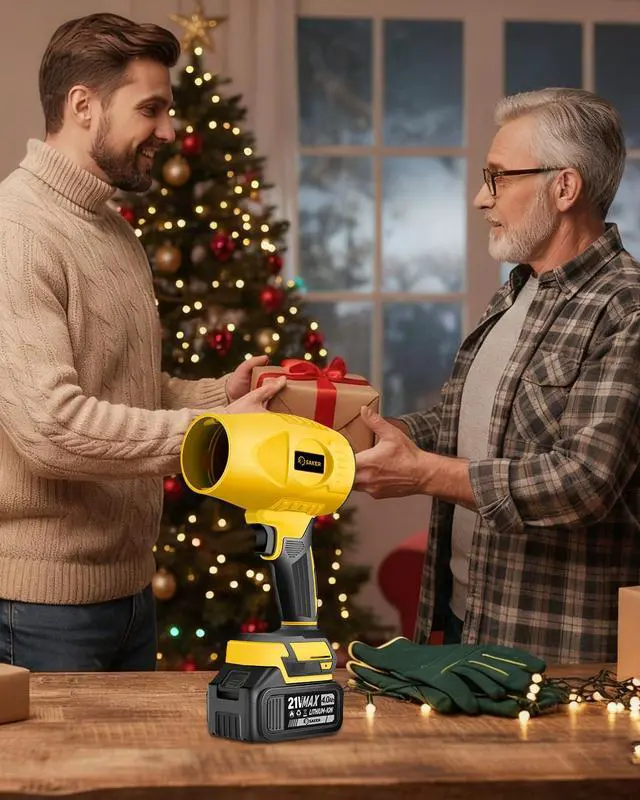 Alt view image 5 of 7 - Handheld Cordless Leaf Blower Portable Dust Cleaner 180000 RPM Compressed Air Duster with Adjustable Speed for Drying Patio Cleaning Camping 2 x 4.0Ah Battery Yellow