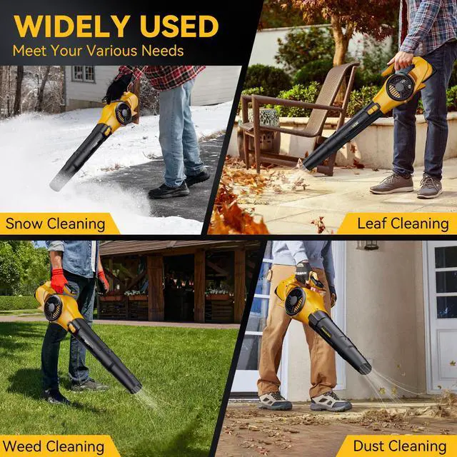 Alt view image 6 of 7 - Leaf Blower Cordless,Brushless Motor with 2 * 6.0Ah Battery Powered, 600CFM/150MPH Electric Leaf Blower, 3-Variable Speed & Turbo Mode, Blower for Lawn Care, Patio Cleaning and Snow (6.0A-b)