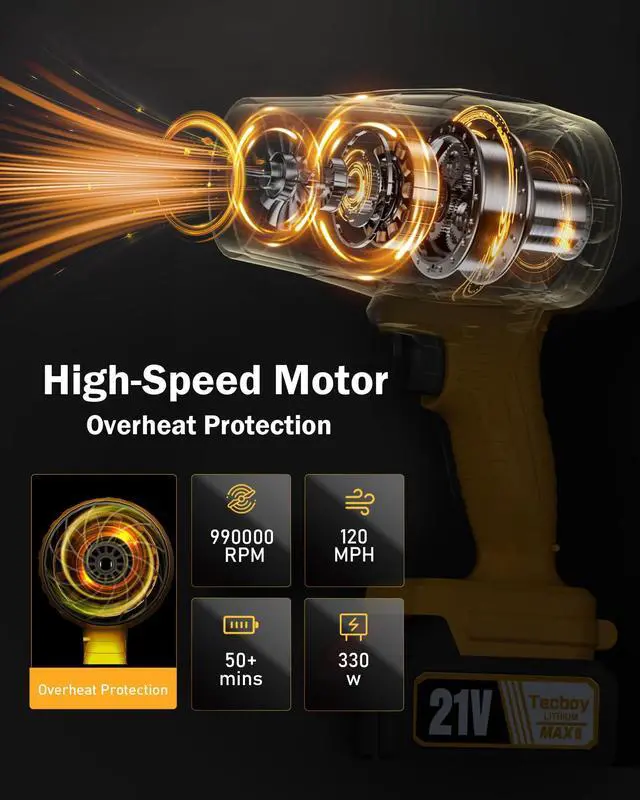 Alt view image 4 of 7 - 2025 Upgraded Leaf Blower Cordless, 990,000 RPM Portable Mini Turbo Jet Blowers with Battery and Charger Handheld Electric Powered Lightweight for Makita 18V Battery Lawn Car Yard Snow Patio Dust Tool