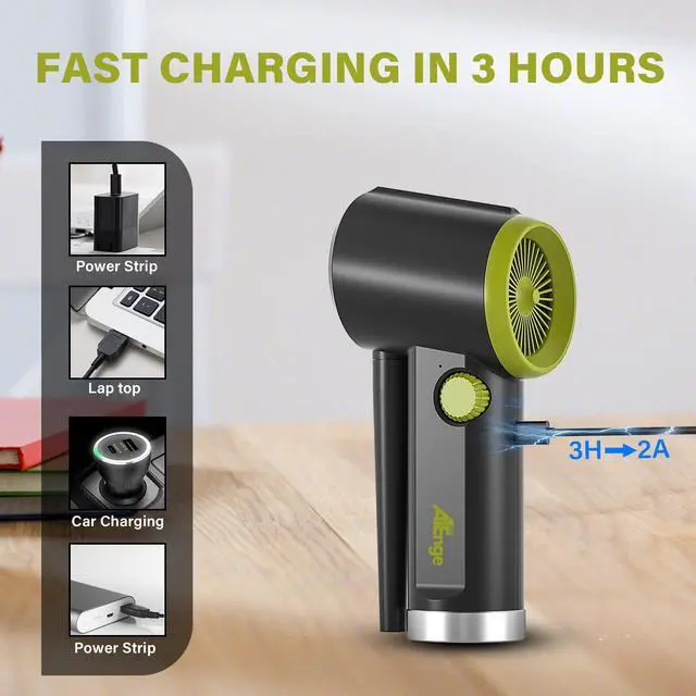 Alt view image 6 of 7 - Compressed Air Duster, Electric Air Duster, Handheld Cordless Air Duster, Stepless Speed Motor, 6000mAh Rechargeable Air Blower, Type-C Fast Charge, for Computer, Keyboard, Pet House