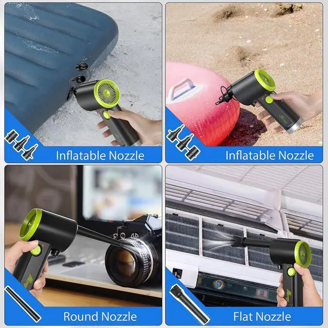 Alt view image 5 of 7 - Compressed Air Duster, Electric Air Duster, Handheld Cordless Air Duster, Stepless Speed Motor, 6000mAh Rechargeable Air Blower, Type-C Fast Charge, for Computer, Keyboard, Pet House