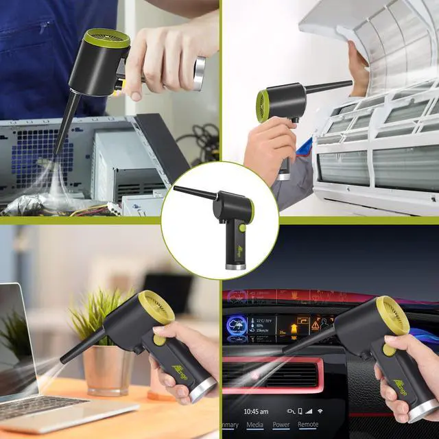 Alt view image 7 of 7 - Compressed Air Duster, Electric Air Duster, Handheld Cordless Air Duster, Stepless Speed Motor, 6000mAh Rechargeable Air Blower, Type-C Fast Charge, for Computer, Keyboard, Pet House