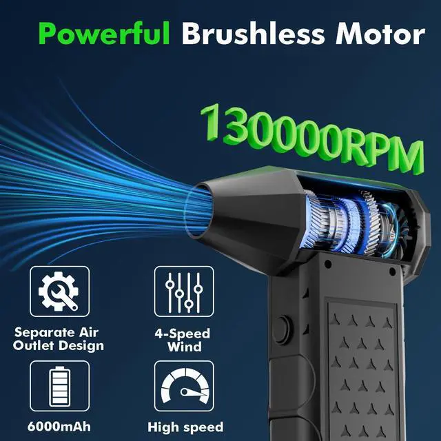 Alt view image 2 of 7 - Compressed Air Duster,130000RPM Electric Air Duster,Mini Blower 4 Gears Star Design, Portable Dust Blower, Hand Held Jet Fan for PC, Keyboard, Car,Leaves, Snow, Barbecue, Computer Host, Camera