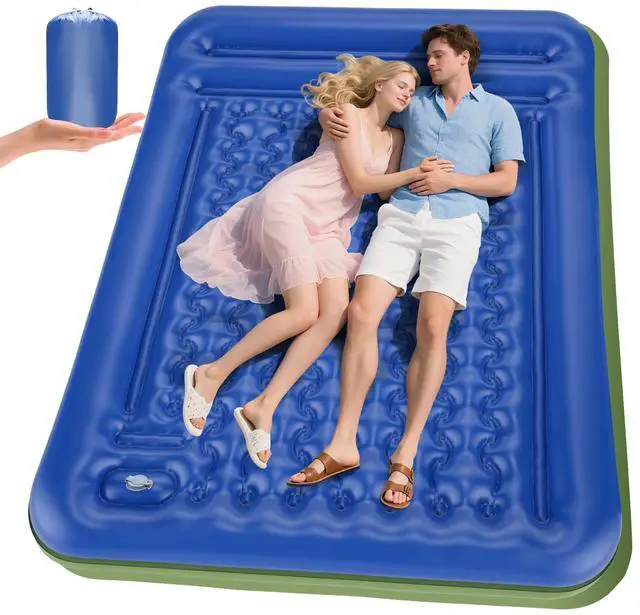 Main image of Double Sleeping Pad for Camping, Extra Thick 5 Inch Self-Inflating 2 Person Camping Mattress,with Built-In Foot Pump, Insulated Inflatable Trampoline Mat for Backpacking, Hiking, Tents & Winter